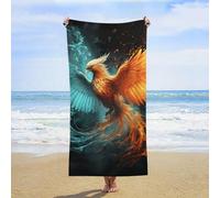 ERSTSNCK Fire and Water Phoenix Beach Towel Oversized 31" X 63" Absorbent Towels Quick Dry Pool Towel Lightweight Bath Towels Sandproof Beach Blanket for Gym Swimming Sports Travel Gifts