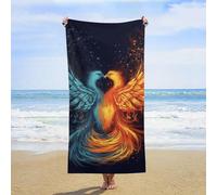 ERSTSNCK Fire and Water Phoenix Beach Towel Oversized 31" X 63" Absorbent Towels Quick Dry Pool Towel Lightweight Bath Towels Sandproof Beach Blanket for Gym Swimming Sports Travel Gifts