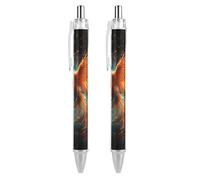 ERSTSNCK Fire And Water Phoenix Black Ballpoint Pens Fine Point (0.5mm) Black Ink Pen Retractable Ball Point Pens with Comfortable Full Grip for Journaling, And Office Writing Ideal 2 PCS