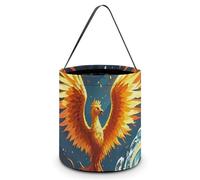 ERSTSNCK Fire And Water Phoenix Halloween Candy Buckets Reusable Tote Candy Bag - Trick Or Treat Goody Bag with Handles