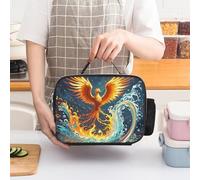 ERSTSNCK Fire And Water Phoenix Insulated Lunch Bag for Women Lunch Box Large Capacity, Leakproof Tote with Detachable Handles- 5-Hour Cold/Hot Retention Cooler Bag for Office, Picnic, Camping