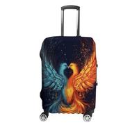 ERSTSNCK Fire And Water Phoenix Luggage Suitcase Covers Elastic Washable Cute Luggage Protector Travel Suitcase Protective Cover For Adult (Fit 19-32 Inch Luggages), white, Small, Fire and Water
