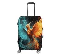 ERSTSNCK Fire And Water Phoenix Luggage Suitcase Covers Elastic Washable Cute Luggage Protector Travel Suitcase Protective Cover For Adult (Fit 19-32 Inch Luggages), white, L, Fire and Water Phoenix