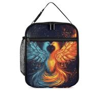 ERSTSNCK Fire And Water Phoenix Lunch Bag for Adults Reusable Insulated Lunchbox Leakproof Small Lunch Box Tote for Men & Women Portable Food Cooler Bag for Work, Office, Picnics