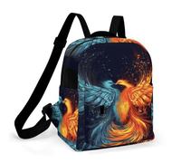 ERSTSNCK Fire And Water Phoenix Small Backpack for Women Mini Backpack Purse Travel Fashion Roomy Shoulder Handbag