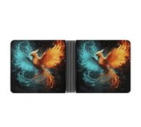 ERSTSNCK Fire And Water Phoenix Wallet for Men Bifold Rfid Blocking Slim Money Clip Front Pocket Wallet Card Holder