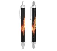 ERSTSNCK Fire Angle Wings Black Ballpoint Pens Fine Point (0.5mm) Black Ink Pen Retractable Ball Point Pens with Comfortable Full Grip for Journaling, And Office Writing Ideal 2 PCS