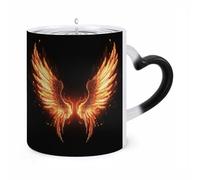 ERSTSNCK Fire Angle Wings Color Changing Mug Heat Changing Coffee Mugs Funny Magic Cup Heat Sensitive Travel Mug Novelty Coffee Cups Personalized Customized Gift Idea for Men & Women 11 Oz