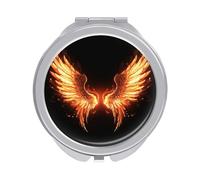 ERSTSNCK Fire Angle Wings Compact Mirror for Purse, Double-Sided 1x/2x Magnifying Metal Pocket Makeup Mirrors, Folding Mini Vanity Mirror, Handheld Round Travel Cosmetic Mirrors for Women
