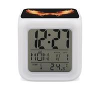 ERSTSNCK Fire Angle Wings Night Light Alarm Clock LED Display Alarms for Bedroom Smart Digital Alarm Clock Wtih 7 Colorful Ambient Lights Sleep Timer for Heavy Sleepers Simple Operation