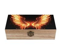 ERSTSNCK Fire Angle Wings Wooden Storage Box Elegant Retro Jewelry Box with Hinged Lid Decorative Keepsake Boxes Decor Handmade Organizer Boxes for Wedding, Party, Gift, Diy Craft, Home Decor