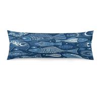 ERSTSNCK Fish and Shells Body Pillow Pillowcase 20"x54" Lumbar Throw Pillow Covers with Hidden Zipper Breathable & Cozy Full Long Bodypillow Case Cover for Sleeping Bedroom Couch Sofa Decor