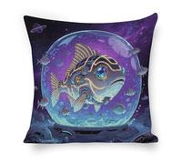 ERSTSNCK Fish Pillow Covers 18"x18" Linen Throw Pillow Covers - Double Sided Decorative Square Cushion Cases for Sofa, Bed, Chair (No Insert Included)