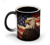 ERSTSNCK Flag And Eagle Color Changing Mug 11 Oz Heat Changing Coffee Mugs Funny Magic Cup Heat Sensitive Ceramics Mug Novelty Coffee Cups Personalized Customized Gift Idea for Men & Women