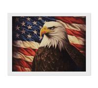ERSTSNCK Flag and Eagle Diamond Painting Kits for Adults 12"x16" 5D Diamond Art Kits for Beginners DIY Full Drill Round Diamonds Gem Art Crafts Painting for Home Wall Decor