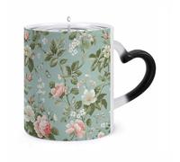 ERSTSNCK Floral Pattern Style Color Changing Mug Heat Changing Coffee Mugs Funny Magic Cup Heat Sensitive Travel Mug Novelty Coffee Cups Personalized Customized Gift Idea for Men & Women 11 Oz