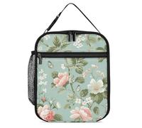 ERSTSNCK Floral Pattern Style Lunch Bag for Adults Reusable Insulated Lunchbox Leakproof Small Lunch Box Tote for Men & Women Portable Food Cooler Bag for Work, Office, Picnics