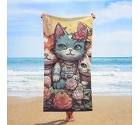 ERSTSNCK Floral Punk Style Beach Towel Oversized 31" X 63" Absorbent Towels Quick Dry Pool Towel Lightweight Bath Towels Sandproof Beach Blanket for Gym Swimming Sports Travel Gifts
