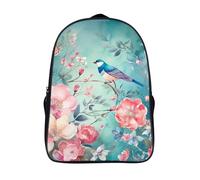 ERSTSNCK Flower And Bird Style Laptop Backpack for Travel Work, 16In Cute Bookbag, Computer Backpack, Casual Daypack, Flower and Bird Style, 40x28x16cm