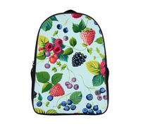 ERSTSNCK Flower And Bird Style Laptop Backpack for Travel Work, 16In Cute Bookbag, Computer Backpack, Casual Daypack, Various Berry Paintings, 40x28x16cm