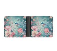 ERSTSNCK Flower And Bird Style Wallet for Men Bifold Rfid Blocking Slim Money Clip Front Pocket Wallet Card Holder