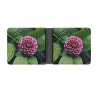ERSTSNCK Flower Leaves Purple Red Flower Wallet for Men Bifold Rfid Blocking Slim Money Clip Front Pocket Wallet Card Holder