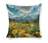 ERSTSNCK Flowers and Green Plants Pillow Covers 18"x18" Linen Throw Pillow Covers - Double Sided Decorative Square Cushion Cases for Sofa, Bed, Chair (No Insert Included)