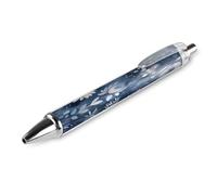 ERSTSNCK Flowers on Blue Background Black Ballpoint Pens Fine Point (0.5mm) Black Ink Pen Retractable Ball Point Pens with Comfortable Full Grip for Journaling, And Office Writing Ideal 1 PCS