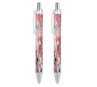 ERSTSNCK Flowers on Peach Background Black Ballpoint Pens Fine Point (0.5mm) Black Ink Pen Retractable Ball Point Pens with Comfortable Full Grip for Journaling, And Office Writing Ideal 2 PCS