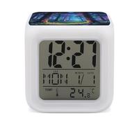 ERSTSNCK Fluorescent Forest Night Light Alarm Clock LED Display Alarms for Bedroom Smart Digital Alarm Clock Wtih 7 Colorful Ambient Lights Sleep Timer for Heavy Sleepers Simple Operation