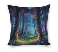ERSTSNCK Fluorescent Forest Pillow Covers 18"x18" Linen Throw Pillow Covers - Double Sided Decorative Square Cushion Cases for Sofa, Bed, Chair (No Insert Included)