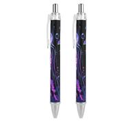 ERSTSNCK Fluorescent Jellyfish Black Ballpoint Pens Fine Point (0.5mm) Black Ink Pen Retractable Ball Point Pens with Comfortable Full Grip for Journaling, And Office Writing Ideal 2 PCS