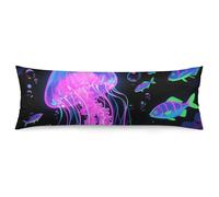 ERSTSNCK Fluorescent Jellyfish Body Pillow Pillowcase 20"x54" Lumbar Throw Pillow Covers with Hidden Zipper Breathable & Cozy Full Long Bodypillow Case Cover for Sleeping Bedroom Couch Sofa Decor