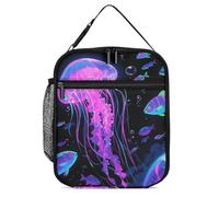 ERSTSNCK Fluorescent Jellyfish Lunch Bag for Adults Reusable Insulated Lunchbox Leakproof Small Lunch Box Tote for Men & Women Portable Food Cooler Bag for Work, Office, Picnics
