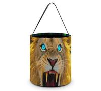 ERSTSNCK Fluorescent Lion Halloween Candy Buckets Reusable Tote Candy Bag - Trick Or Treat Goody Bag with Handles