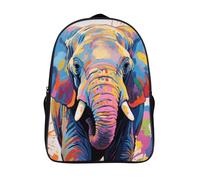 ERSTSNCK Fluorescent Lion Laptop Backpack for Travel Work, 16In Cute Bookbag, Computer Backpack, Casual Daypack, Colorful Elephant Painting, 40x28x16cm