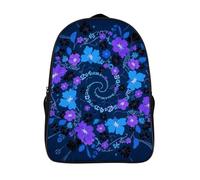 ERSTSNCK Fluorescent Lion Laptop Backpack for Travel Work, 16In Cute Bookbag, Computer Backpack, Casual Daypack, Blue - Purple - Black Floral, 40x28x16cm