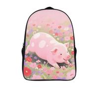 ERSTSNCK Fluorescent Lion Laptop Backpack for Travel Work, 16In Cute Bookbag, Computer Backpack, Casual Daypack, Cute Pig, 40x28x16cm