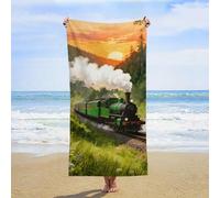 ERSTSNCK Forest Steam Car Beach Towel Oversized 31" X 63" Absorbent Towels Quick Dry Pool Towel Lightweight Bath Towels Sandproof Beach Blanket for Gym Swimming Sports Travel Gifts
