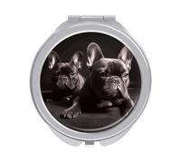 ERSTSNCK French Bulldog Compact Mirror for Purse Double-Sided 1x/2x Magnifying Metal Pocket Makeup Mirrors Folding Mini Vanity Mirror Handheld Round Travel Cosmetic Mirrors for Women