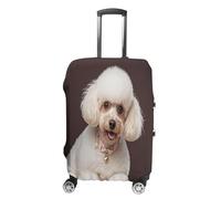 ERSTSNCK French Poodle Luggage Suitcase Covers Elastic Washable Cute Luggage Protector Travel Suitcase Protective Cover For Adult (Fit 19-32 Inch Luggages) X-Large, white, M, French Poodle