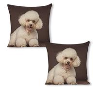ERSTSNCK French Poodle Pillow Covers 18"x18"（2pcs） Linen Throw Pillow Covers - Double Sided Decorative Square Cushion Cases for Sofa, Bed, Chair (No Insert Included)