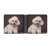 ERSTSNCK French Poodle Wallet for Men Bifold Rfid Blocking Slim Money Clip Front Pocket Wallet Card Holder