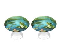 ERSTSNCK Frog in A Pond Cabinet Knobs, 2-Pack Silver Stainless Steel Drawer Pulls with Screws, Elegant Hardware for Dressers, Kitchen,Cabinets & Desks
