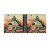 ERSTSNCK Frog on Mountain Wallet for Men Bifold Rfid Blocking Slim Money Clip Front Pocket Wallet Card Holder