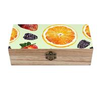 ERSTSNCK Fruit Style Pattern Wooden Storage Box Elegant Retro Jewelry Box with Hinged Lid Decorative Keepsake Boxes Decor Handmade Organizer Boxes for Wedding, Party, Gift, Diy Craft, Home Decor