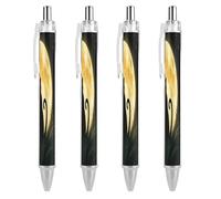 ERSTSNCK Full Moon Cat Sit In Grass Field Black Ballpoint Pens Fine Point (0.5mm) Black Ink Pen Retractable Ball Point Pens with Comfortable Full Grip for Journaling, And Office Writing Ideal 4 PCS
