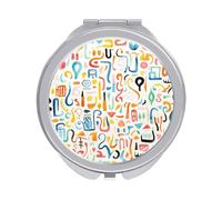 ERSTSNCK Fun Colorful Patterns Compact Mirror for Purse, Double-Sided 1x/2x Magnifying Metal Pocket Makeup Mirrors, Folding Mini Vanity Mirror, Handheld Round Travel Cosmetic Mirrors for Women