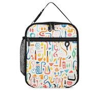 ERSTSNCK Fun Colorful Patterns Lunch Bag for Adults Reusable Insulated Lunchbox Leakproof Small Lunch Box Tote for Men & Women Portable Food Cooler Bag for Work, Office, Picnics