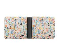 ERSTSNCK Fun Colorful Patterns Wallet for Men Bifold Rfid Blocking Slim Money Clip Front Pocket Wallet Card Holder